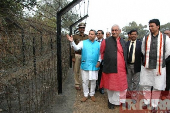 Minister of State for Railways Manoj Sinha visits Nischintpur border Indo-Bangla rail link area